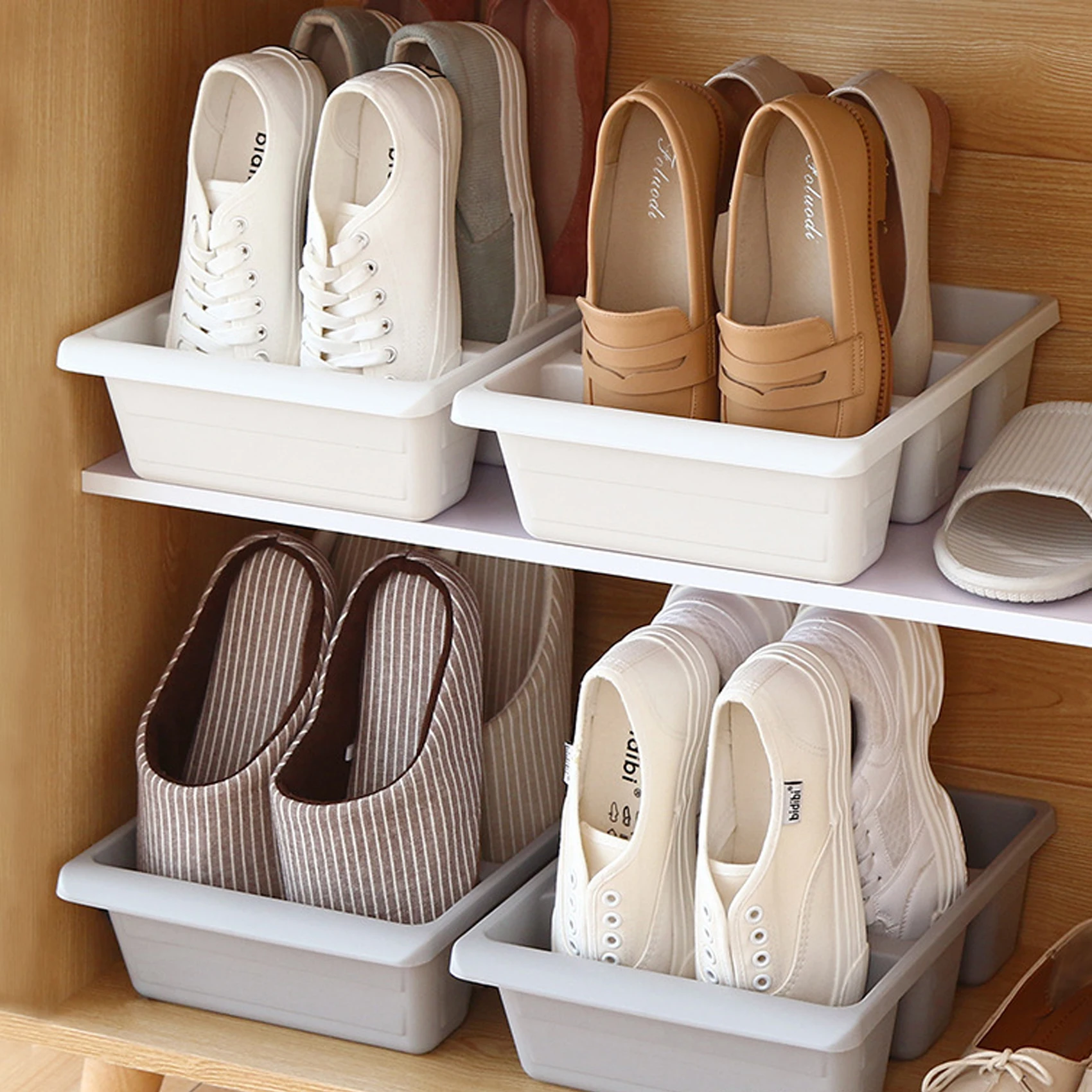 

Simple Modern Nordic Style Vertical Economy Slippers Rack Multifunctional Household Shoe Storage Box Space Saver Organizer