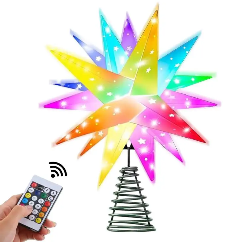 

Lighted Star Christmas Tree Topper Five Pointed Star Tree Toppers With Remote Star Lamp Led Light Christmas Decorations