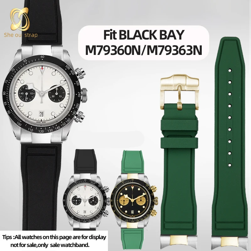 Ремешок для часов Tudor BLACK BAY M79360/M79363N с маленькими красными цветами и стальным