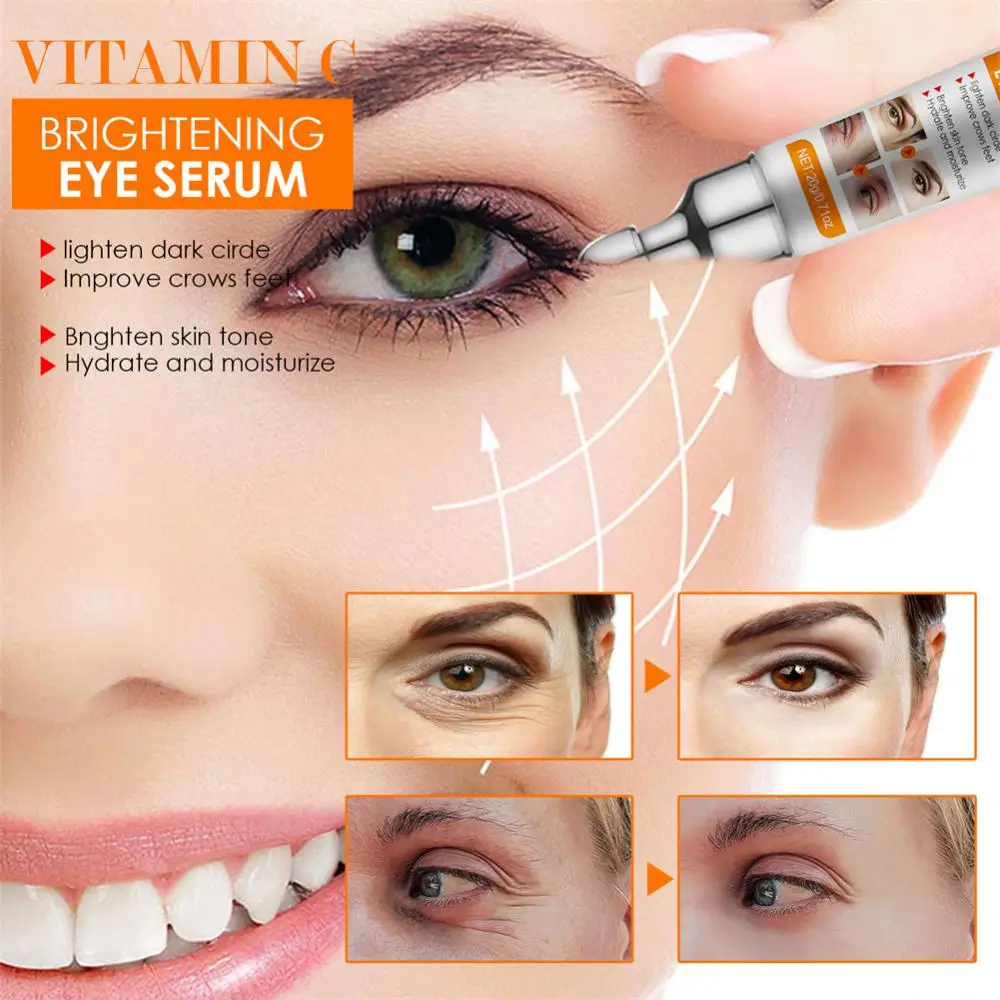 

Eye Serum Vitamin C Remove Dark Circles Eye Bags Lift Firm Brightening Eye Cream Hyaluronic Acid Anti-Wrinkle Massage Eyes Care