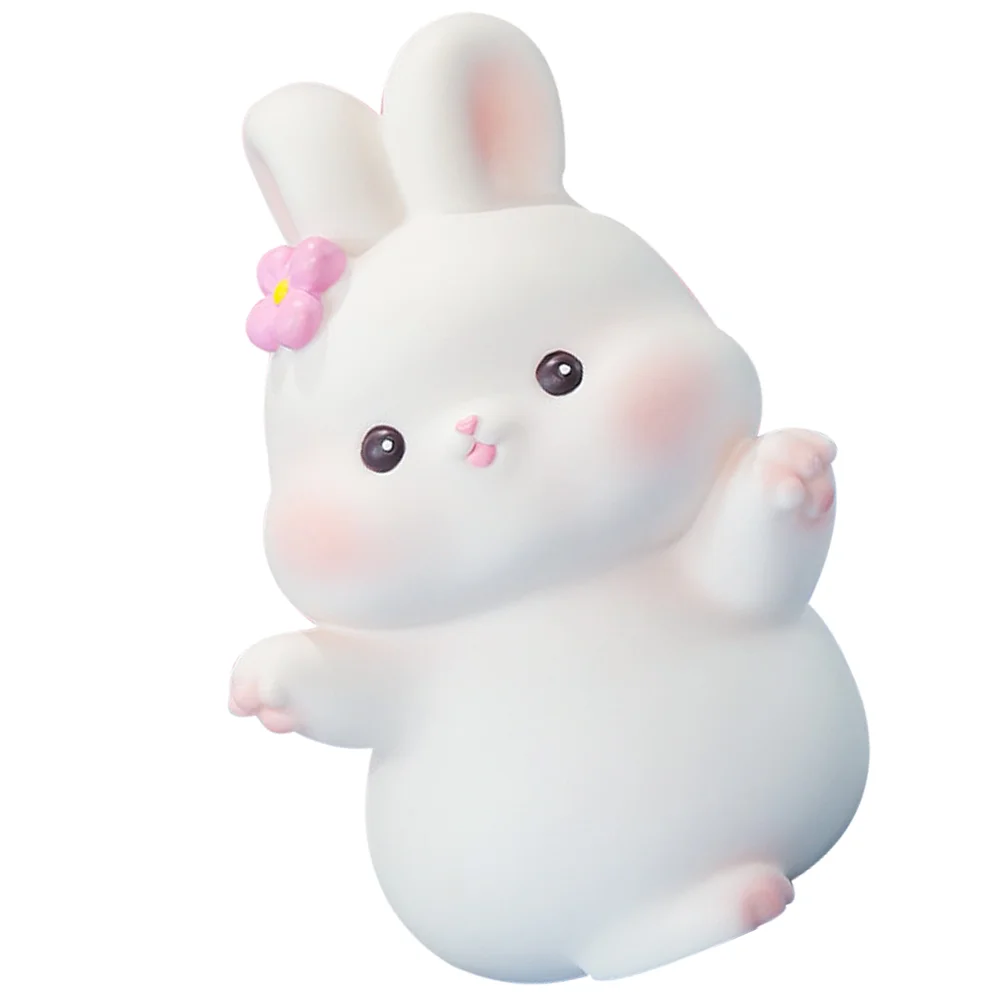 

Bank Piggy Rabbit Year Chinese New Coin Figurine Bunny Kids Girls Decoration The Animal Statue Money Unbreakable Gift Cute Vinyl