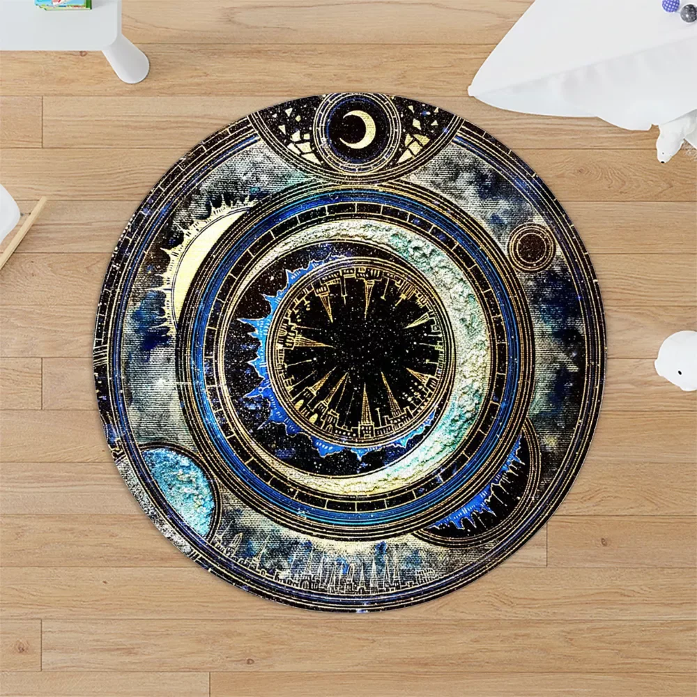 

NEW2023 Cosmic Galaxy Rugs Round Technology Future Style Sofa Rug Home Living Room Bedroom Bathroom Floor Mats Print Decorate