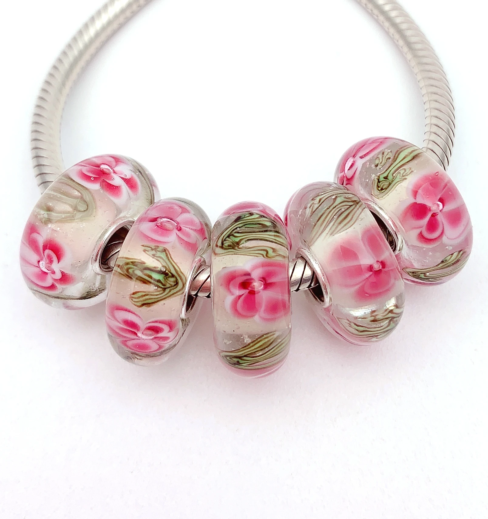 

YG216 5X 100% Authenticity S925 Sterling Silver Beads Murano Glassbeads NEW Fit European Charms Bracelet Diy Jewelry Lampwork