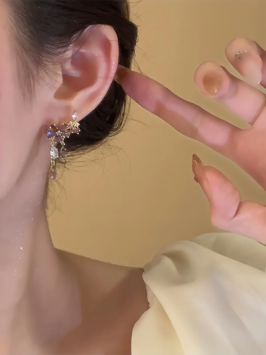 Purple Flower · with Ear Clip a Funny Story Immortal Retro Stud Earrings Fimbrilla Mosquito Coil