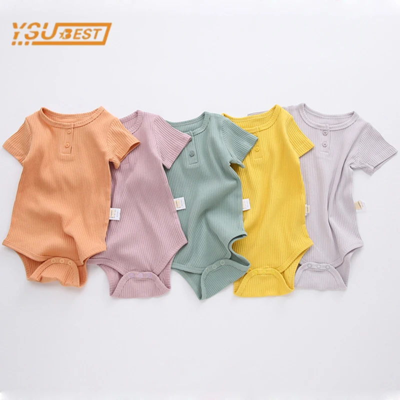 

Summer Toddler Kids Baby Rompers Infant Baby Boys Girls Short Sleeve Candy Color Jumpsuit Girls Boys Children Rompers