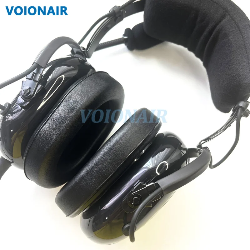 

Авиационная гарнитура VOIONAIR для пилотов с чехлом для наушников, микрофон с шумоподавлением, двойной штекер GA, поддержка стереозвука MP3, Мягкий головной убор