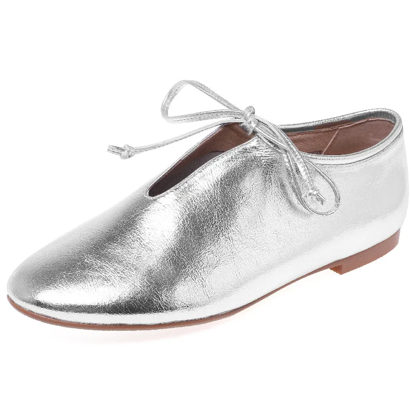 

Dilalula Women Flats Spring Autumn Sweet Concise Lace-Up Round Toe Genuine Leather Office Ladies Shoes Woman Soft Casual Comfort