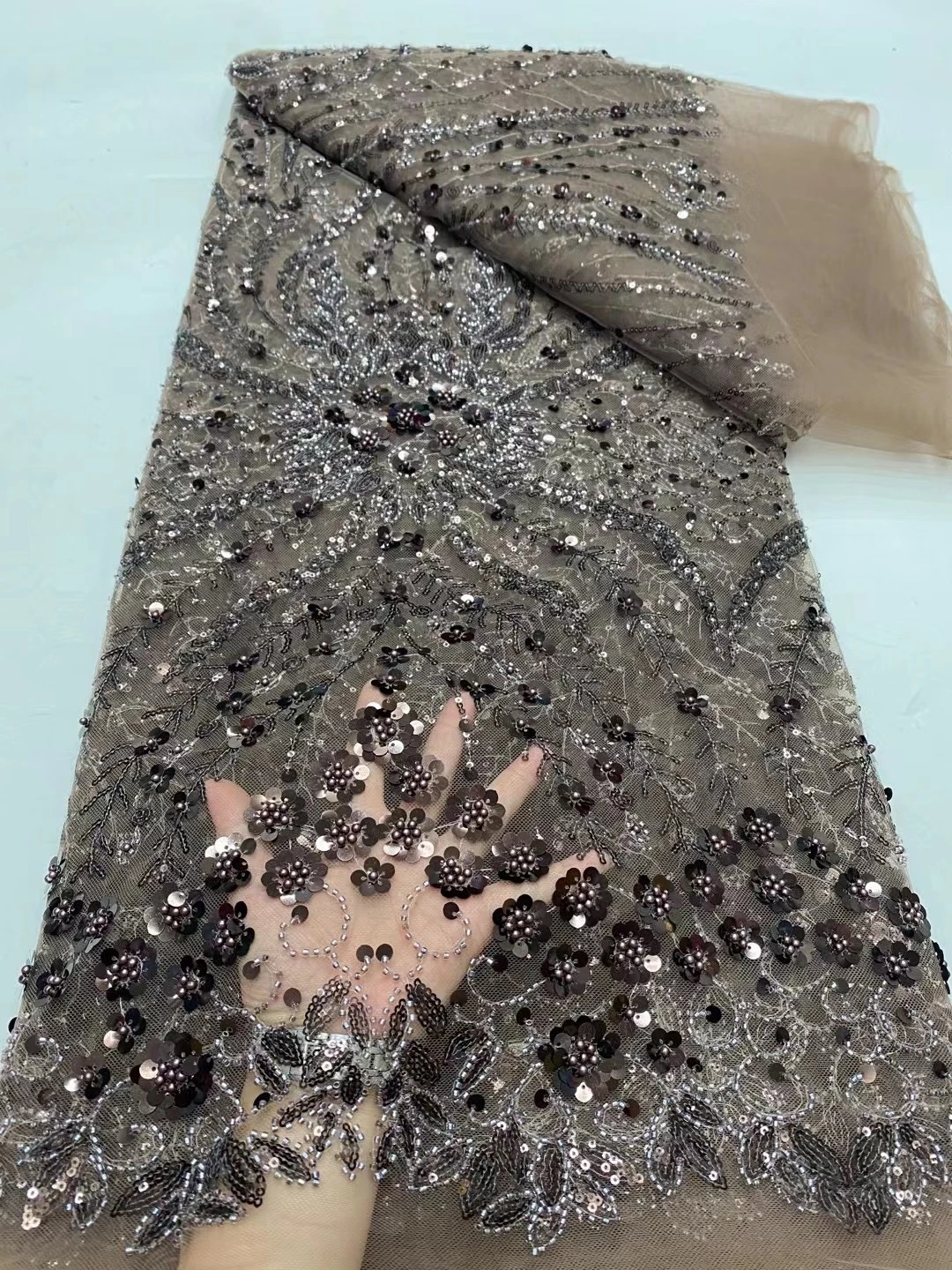 Африканская сетчатая кружевная ткань с блестками дизайн ткани на метр для шитья