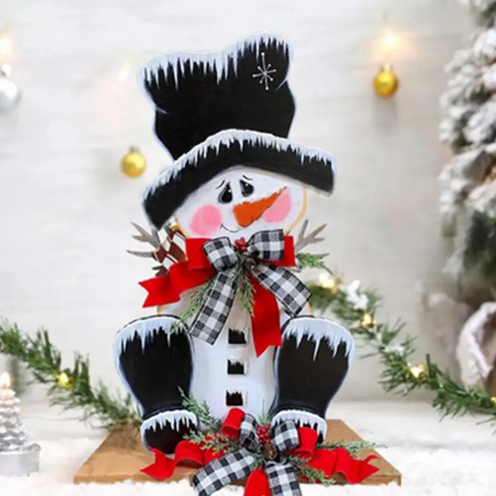 

Christmas Figures Bright Color Decoration Vivid Image Wooden Snowman Figure Ornament Christmas Decoration