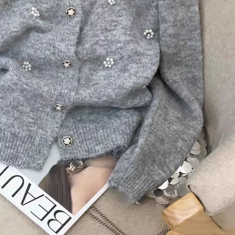 Neploe Loose Diamonds универсальные свежие тяжелые топы теплый пушистый джемпер с небольшим ароматом Harajuku Y2K милый повседневный кардиган