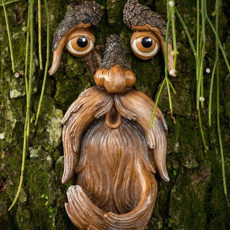 

Tree Face Bird Garden Feeder Faces Hugger Decor Outdoor Man Oldsculpture Yard Wild Ornament Dark Indecoration Statue Whimsical