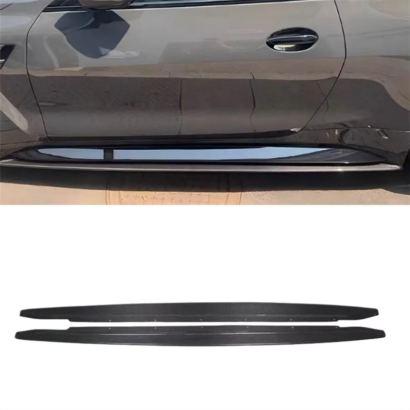 Фото Для BMW M3 M4 G80 G82 ReaI сухие боковые юбки из углеродного волокна, расширения губ, спойлер, автомобильные аксессуары, комплект кузова №1