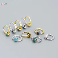 925 silver needle ins minimalist turning beaded hoop earrings for women european and american transfer beads earrings jewelry