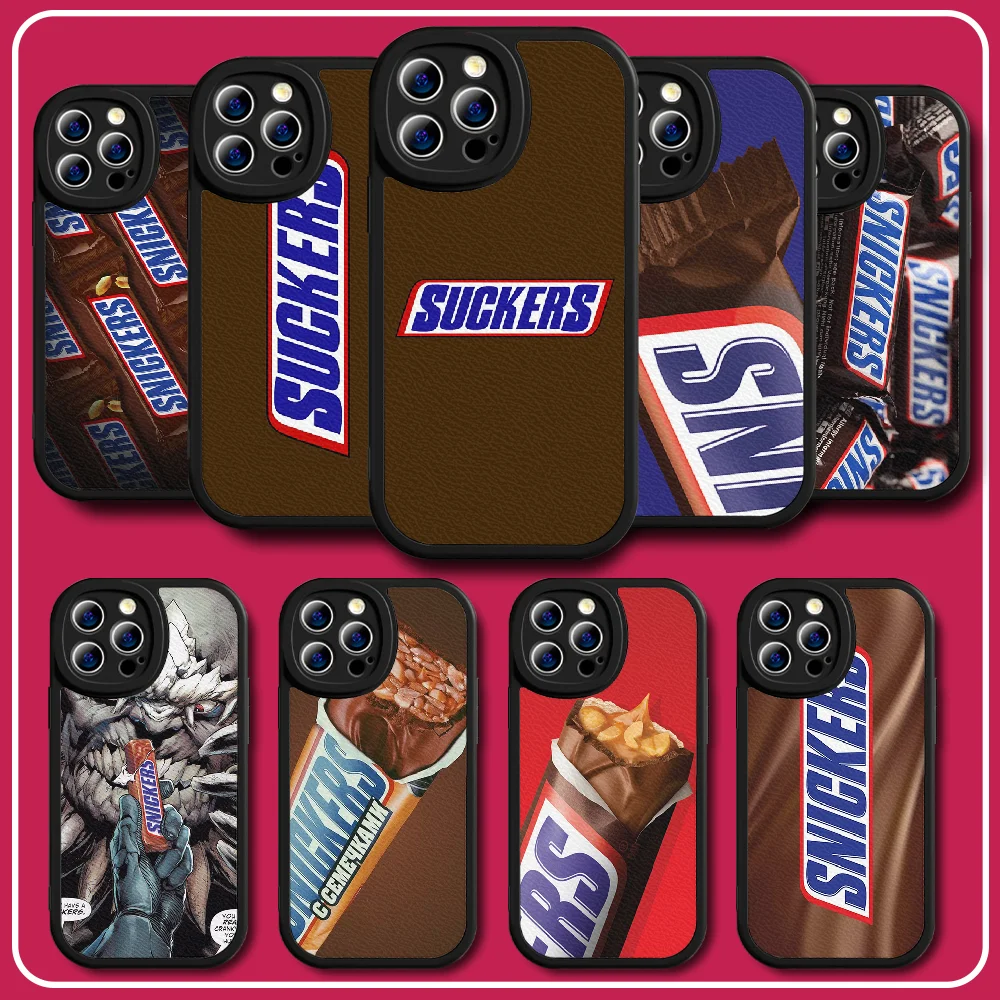 

Snickers Chocolate Silicone Lambskin Leather Phone Case For iPhone 7 8 11 12 13 14 Se X Xs Xr Pro Max Plus Mini Cover