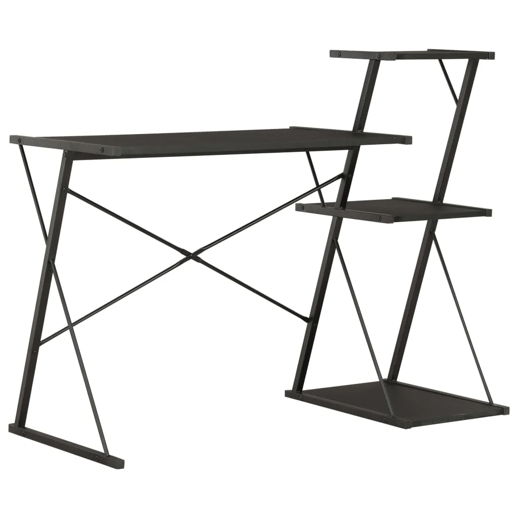 

Computer Desk with Shelf, Chipboard & Steel Writing Table, Office Furniture Black 116x50x93 cm