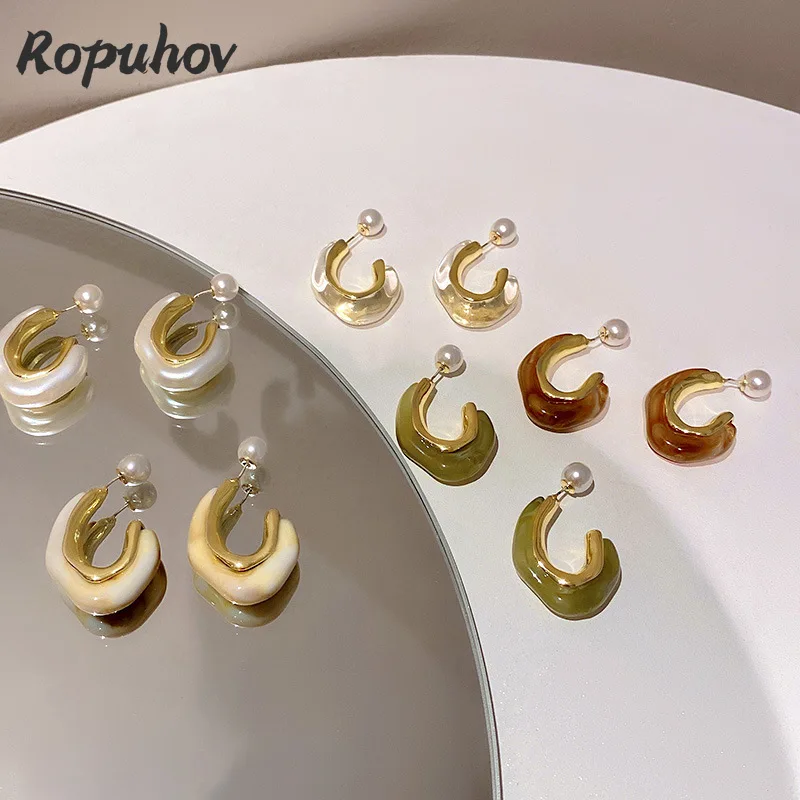 Ropuhov 2022 новые женские серьги из серебра 925 пробы корейская мода жемчужные буквы