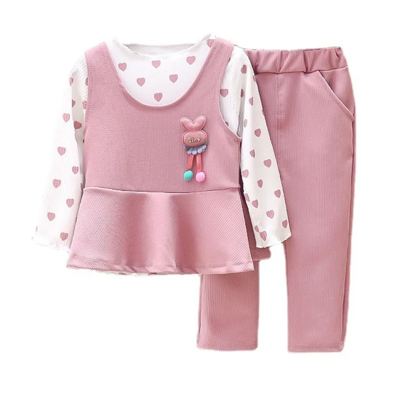 

New Spring Autumn Baby Clothes Suit Children Girls Fashion Vest T-Shirt Pants 3Pcs/Sets Toddler Casual Costume Kids Tracksuits