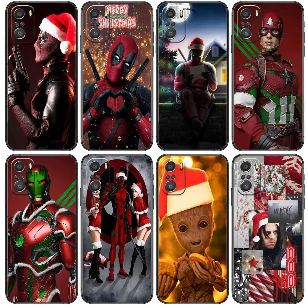 

Christmas Marvel Heroes Phone Case For xiaomi mi 11 Lite pro Ultra 10s 9 8 MIX 4 FOLD 10T 5g Black Cover Silicone Back Prett