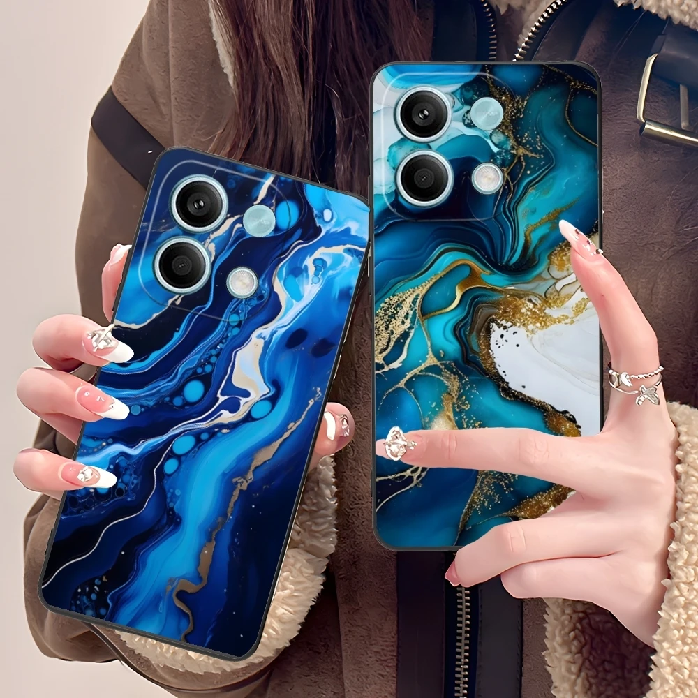 Luxury Golden Stone Mobile Cell Phone Case for Xiaomi POCO M6 M5 M4 M3 X6 X5 X4 X3 F6 F5 F4 F3 F2 C40 Pro GT 5G Black Cover