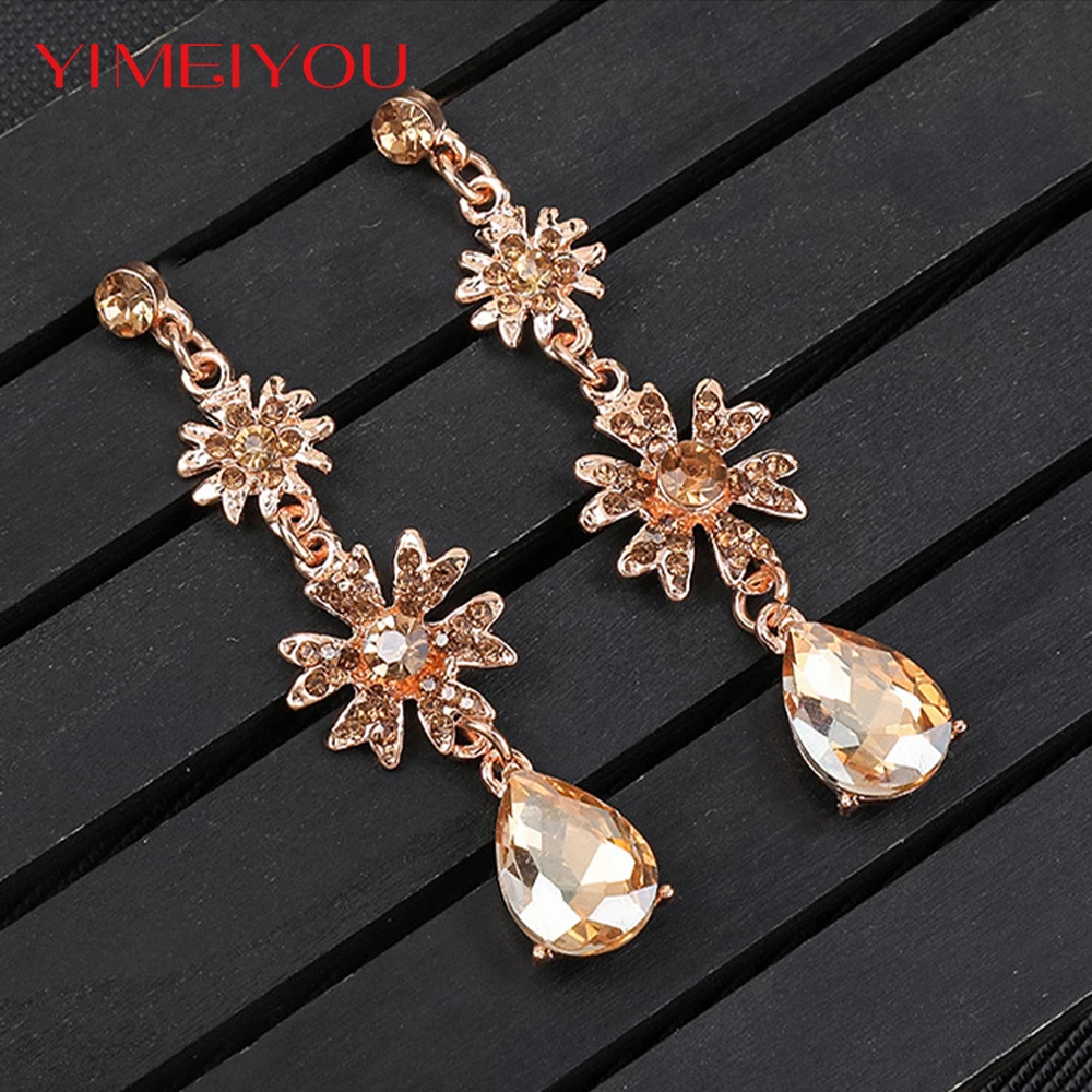 Luxury Sets Fashion Zircon Jewelry Earrings Crytal Necklace Party Korean Circle New Style Simple Trendy Elegant Girl Gift