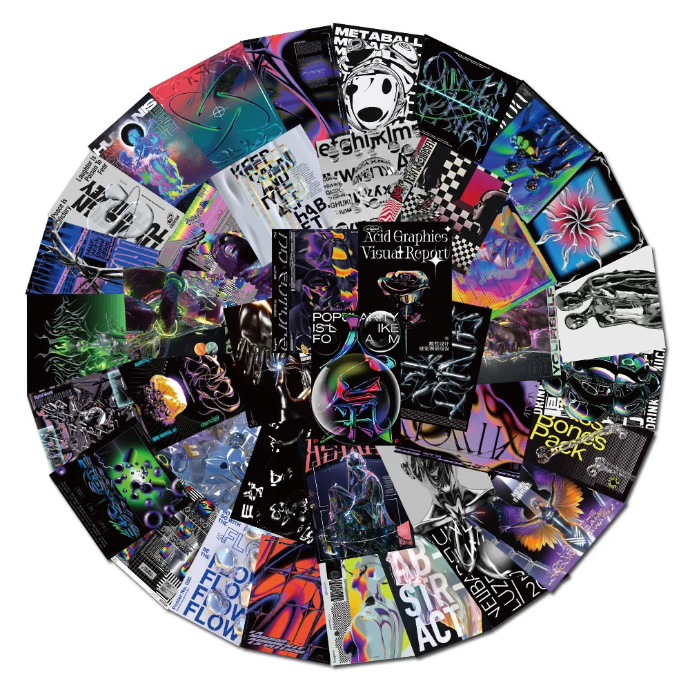

10/20/40Pcs Psychedelische Zuur Grafische Art Graffiti Stickers Aesthetic skateboard Telefoon Laptop Gitaar Auto Cool kids stick