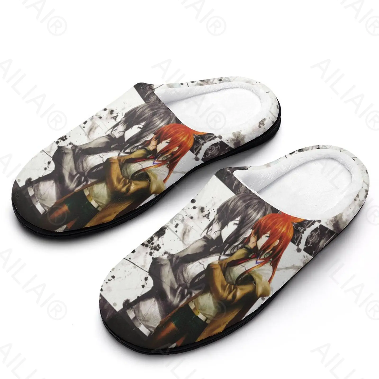 Makise Kurisu (17) Sandals Plush  Casual Keep Warm Shoes Thermal  Mens Womens Slipper FluffyCottonHome  Outdoor