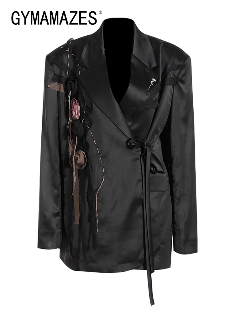 

Блейзер Женский с английским воротником, длинным рукавом и аппликацией