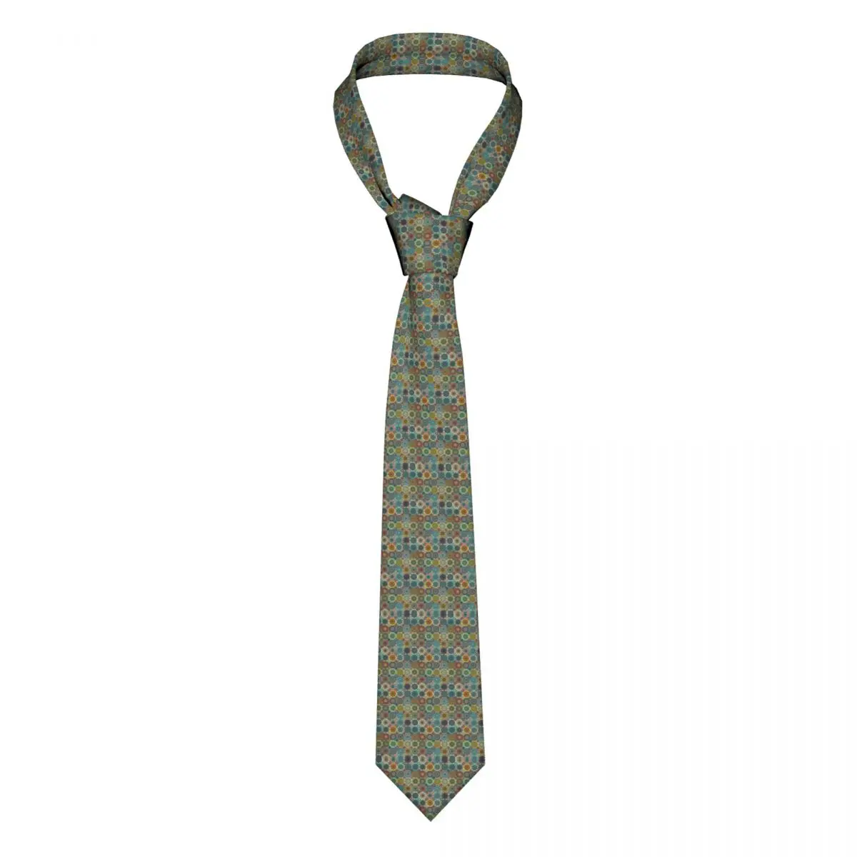 

Vintage Patchwork Print Tie Abstract Tile Design Formal Polyester Silk Neck Ties For Man Gift Shirt Fashion Cravat