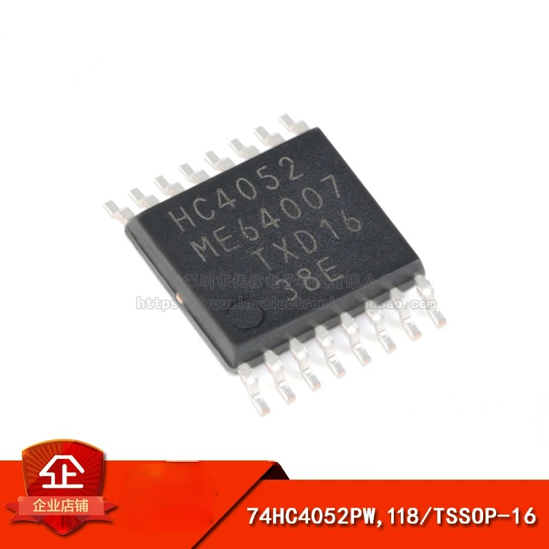 

10pcs New and original 74HC4052PW,118 HC4052 TSSOP-16 Dual 4 channel analog multiplexer chip 74HC4052PW HC4052 TSSOP16