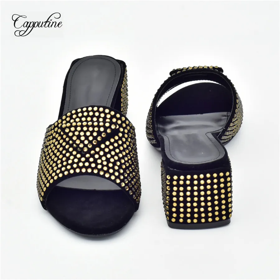 

Женские туфли с камнями, летние тапочки на высоком каблуке 823-5, 5,5 см