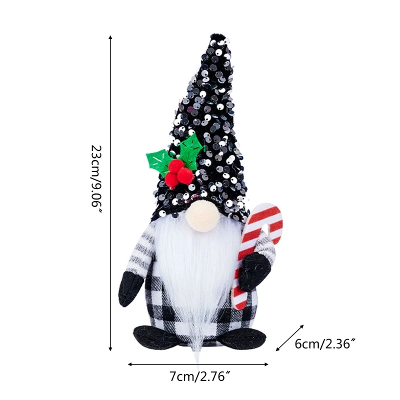 K1MF Рождественский гном блестки шапка из бисера плюшевая борода эльф украшение