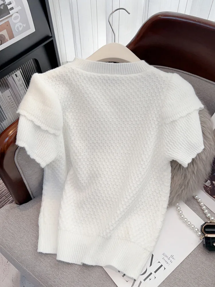 Женский свитер с блестками повседневный трикотажный пуловер круглым вырезом и