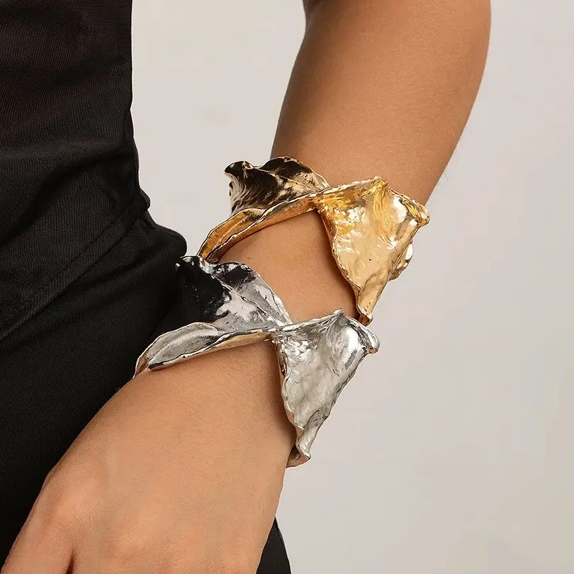 Элегантные Геометрические X-образные Широкие Открытые Браслеты-манжеты Для