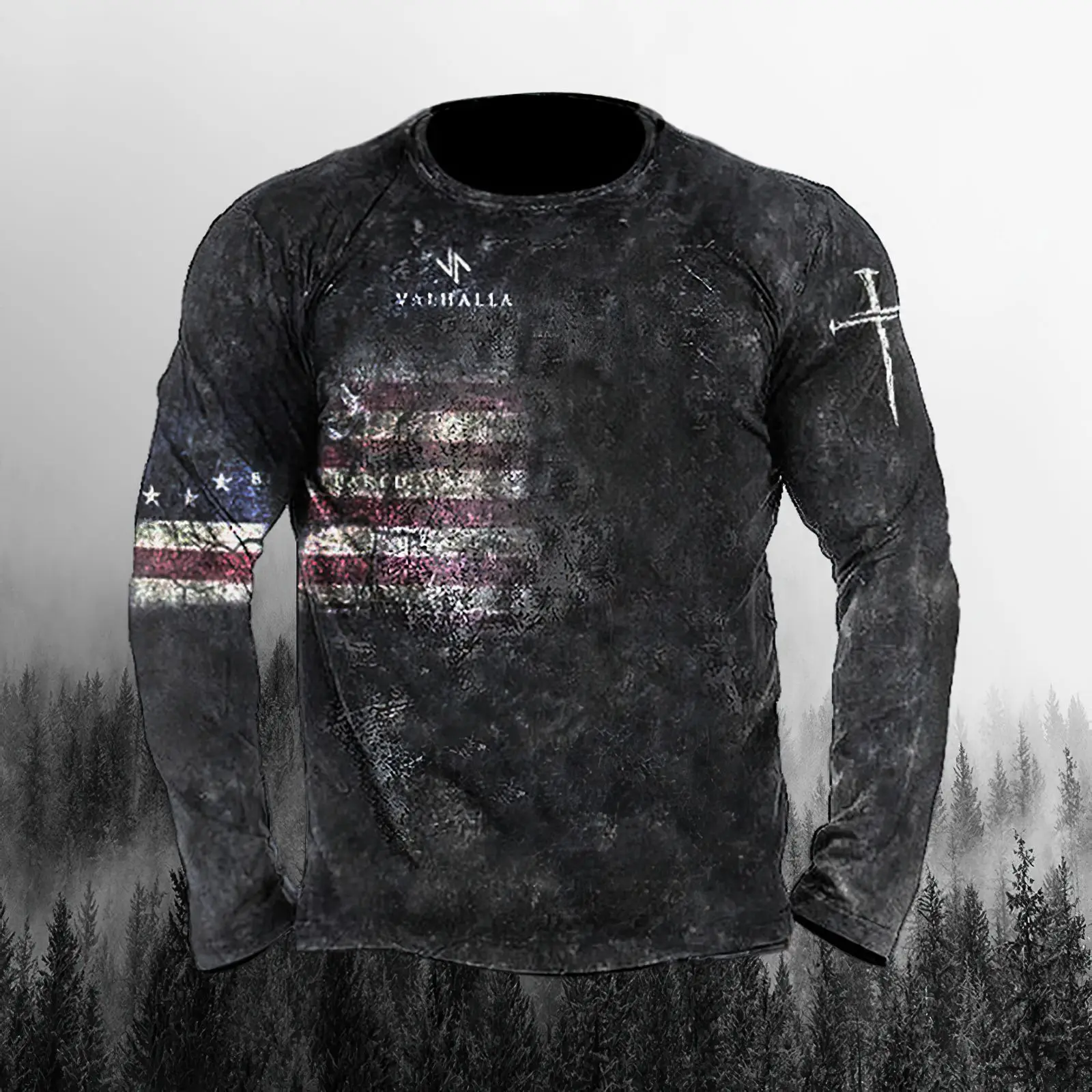 

Long Sleeve T Shirt Men Vintage Printed 3D American Men's O Neck Retro Top New Spring Autumn Oversized T-Shirt Men's Clothing