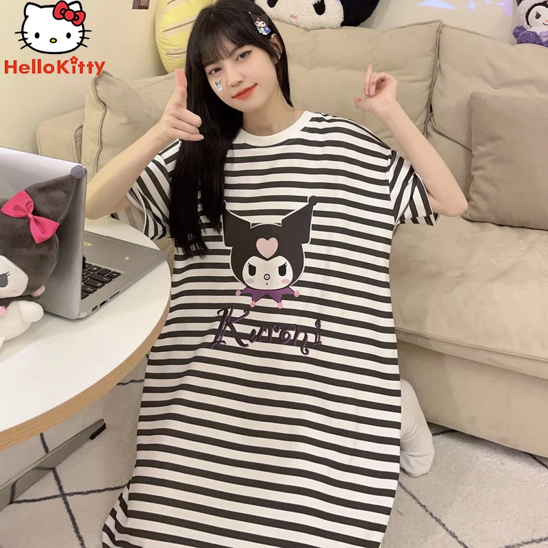 

Kuromi Nightdress Sanrios Anime Kawaii Summer Fashion Loose Casual Sweet Cute Girly Nightdress Pregnant Woman Nightdress Gift
