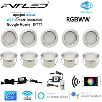 10pcslot fvtled wifi led underground light rgbww 45mm ip67 waterproof pathway lighting wall sconce lamp for alexa googl home