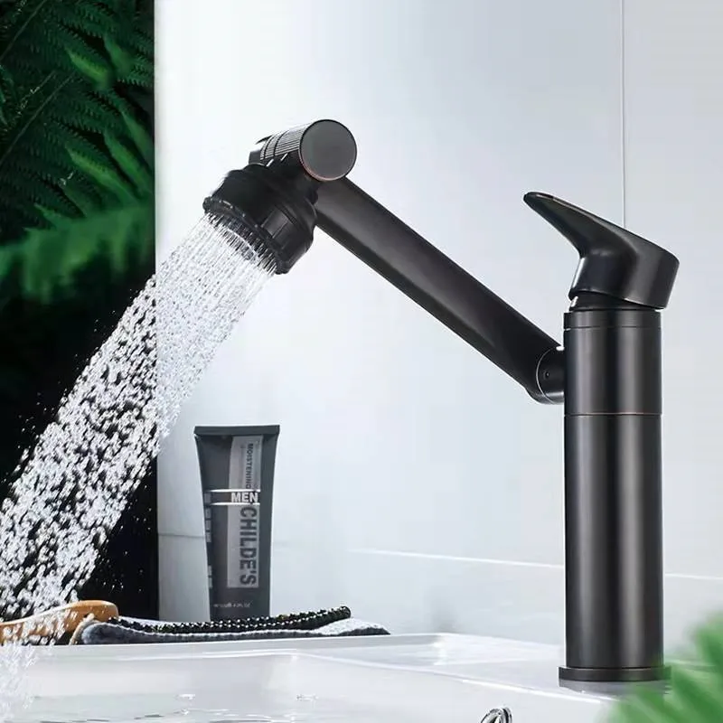 

Copper black desk basin faucet hot and cold water toilet swivel swing washbasin faucet