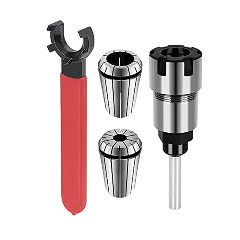 

1/4 Inch Shank Router Bit Collet Extension Chuck Converter Adapter With ER16 Spring Collet And ER16M Chuck Wrench