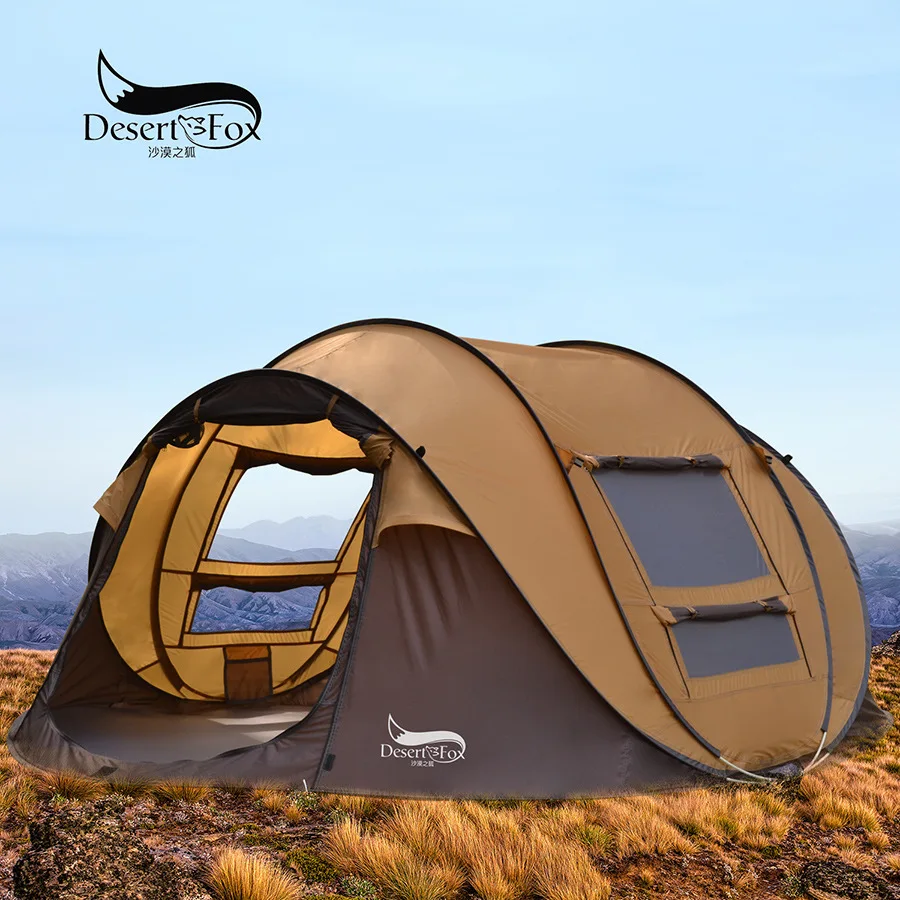 

Desert&Fox Outdoor 1 Second To Open Fully Automatic Tent 3-4 People Quickly Open Free To Build Boat Tent Camping Tent Rainproof