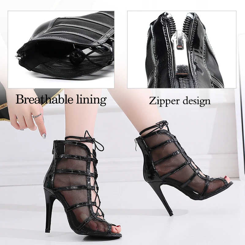 DKZSYIM High Quality Women Dance Boots Plus Size Latin Ballroom Dance Shoes Ladies Suede Soles Jazz High Heels Shoes for dance