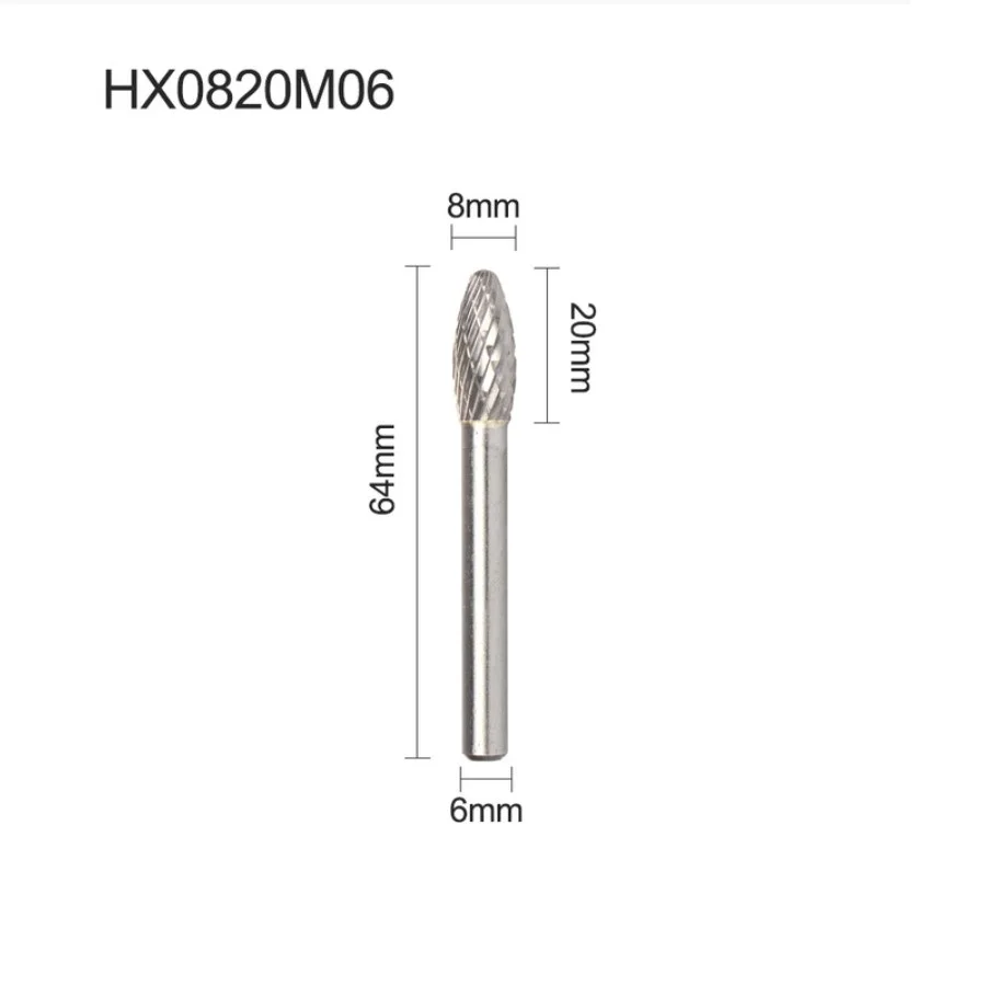 

6pcs 6-16mm Engraving Head Tungsten Carbide Burrs Rotary Drill Carving Bit Double Cut File For Grinding Wood Steel Aluminum