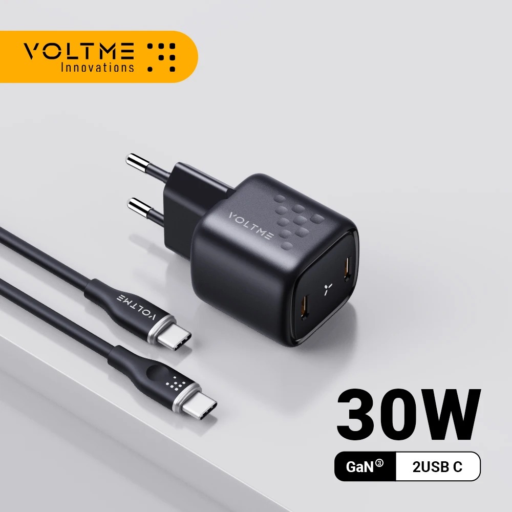 

VOLTME 30W GaNIII USB Charger Fast Charger PD QC 3.0 USB C Charger Quick Charger For iPhone 13 12 Laptop Portable Travel Charger
