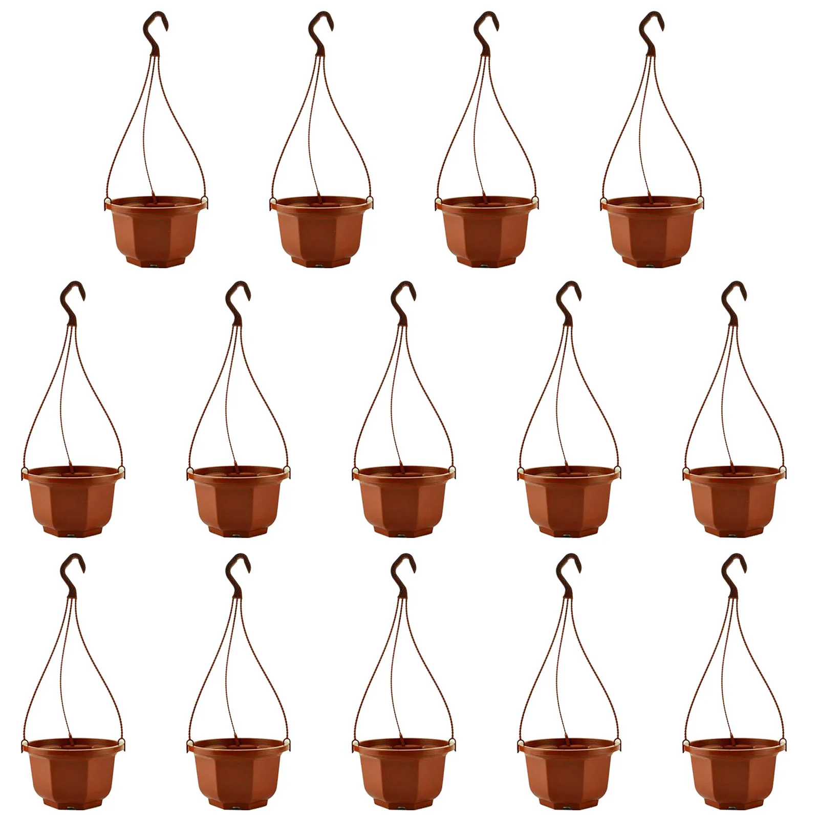 

14Pcs Plant Hanger Baskets Flower Pots Balcony Hanging Decoration Planter Home Garden Supplies Plastic Octagonal Flowerpot