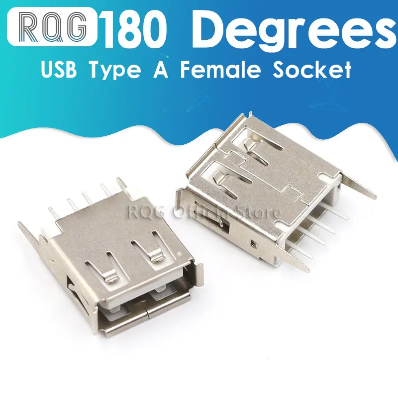 

10Pcs USB Type A Female Socket 180 Degrees Vertical 4pins USB Interface