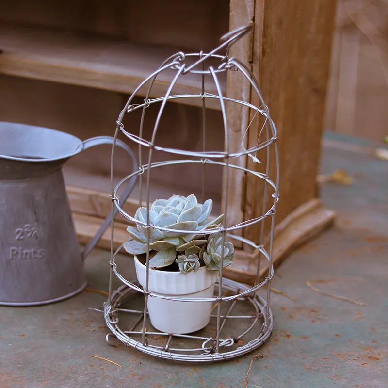 

Iron Metal Birdcage Frame Wire Succulent Pot Metal Planter Iron Plant Basket 15cm Bird Cage Decoration Hanging Flowerpot