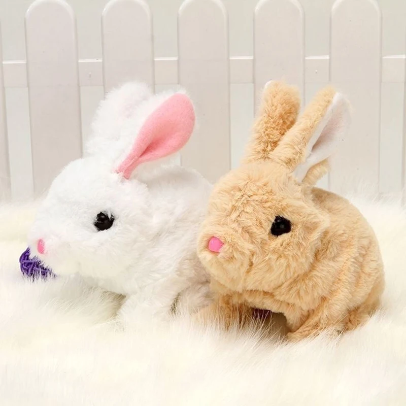 Electric Animal Plush Rabbit Toy Robot Bunny Walking Jumping Running Animal Shake Ears Cute  Pet for Kids Birthday Gifts