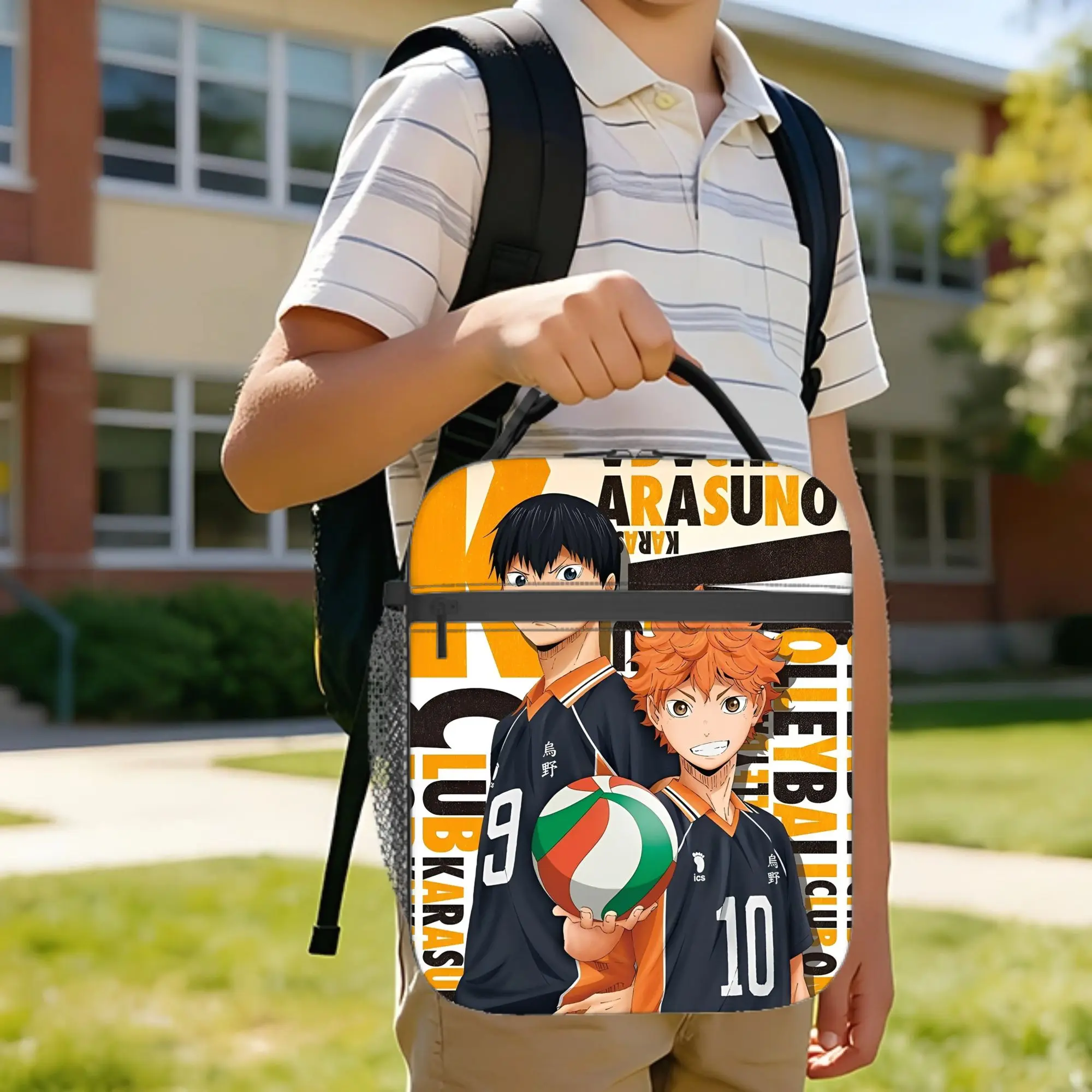 Фото Термосумка для обедов Haikyuu: Большая сумка-холодильник для еды в стиле аниме «Волейбол», контейнер для еды, сумка-тоут для офиса и путешествий №1