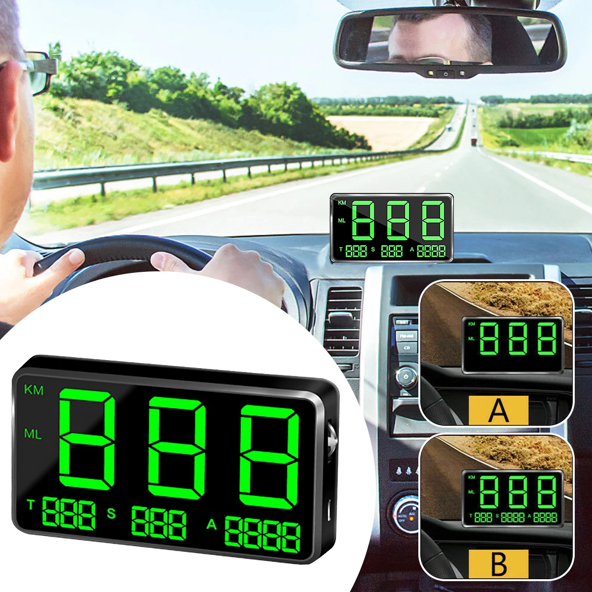 

Speedometer Digital Display Universal Digital Speed Display HUD Display Car Head Up Display with Over Speed Alarm Car Odometer