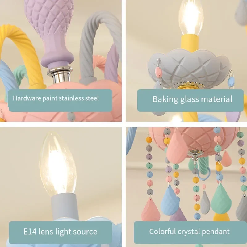 Свеча радужного цвета хрустальная люстра люстры для детской спальни