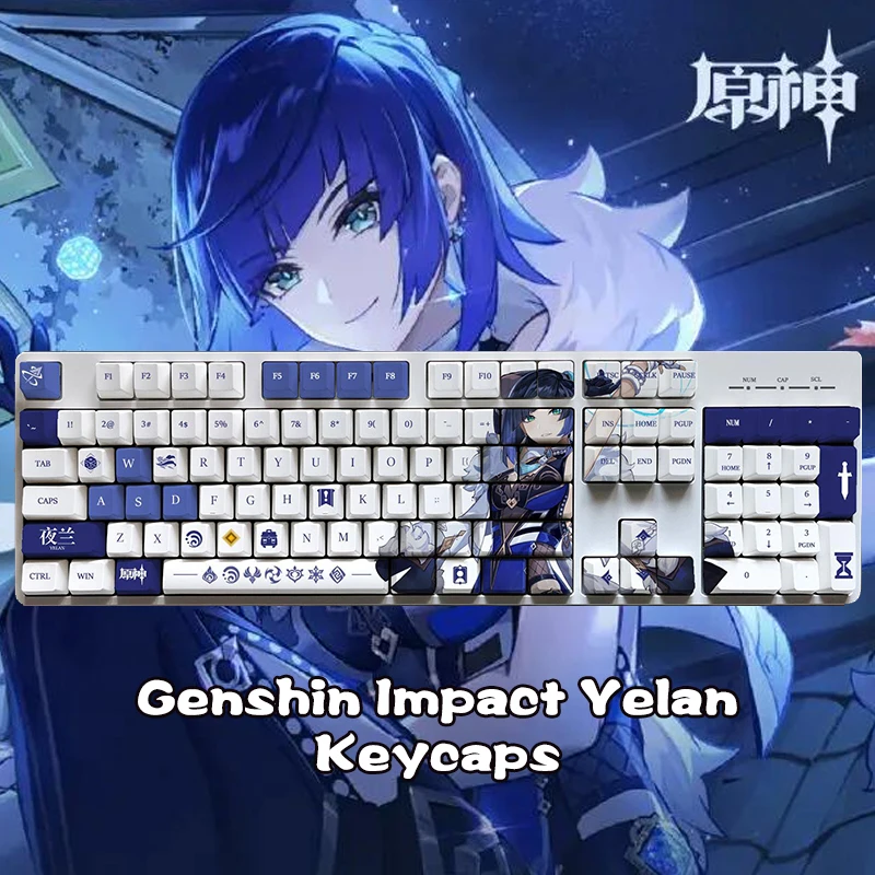 

Клавиатура с сублимационной печатью Genshin Impact Yelan тематическая клавиатура с сублимационным рисунком Аниме игры на периферии Pbt Cherry 108 колпачки для клавиш в подарок